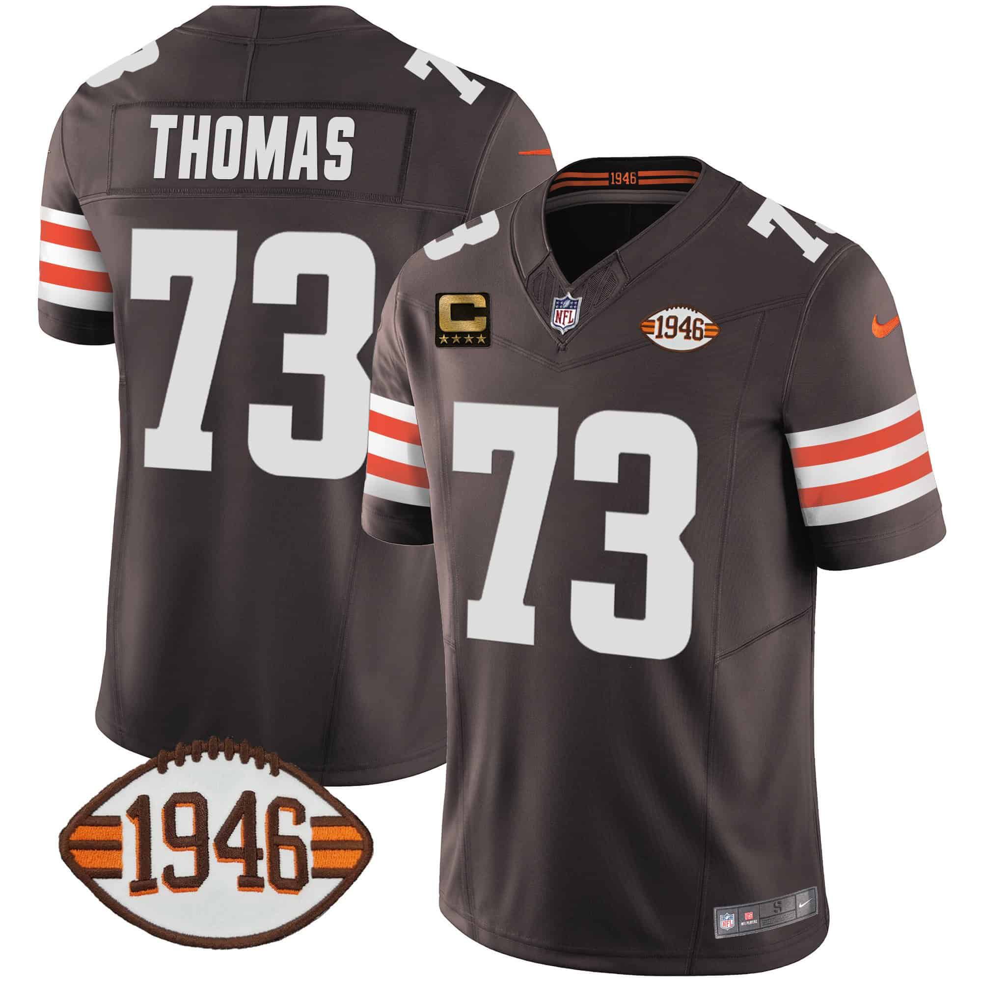 Men Cleveland Browns #73 Thomas Brown 1946 75th Anniversary Patch 2024 Nike NFL Jersey style 1->indianapolis colts->NFL Jersey